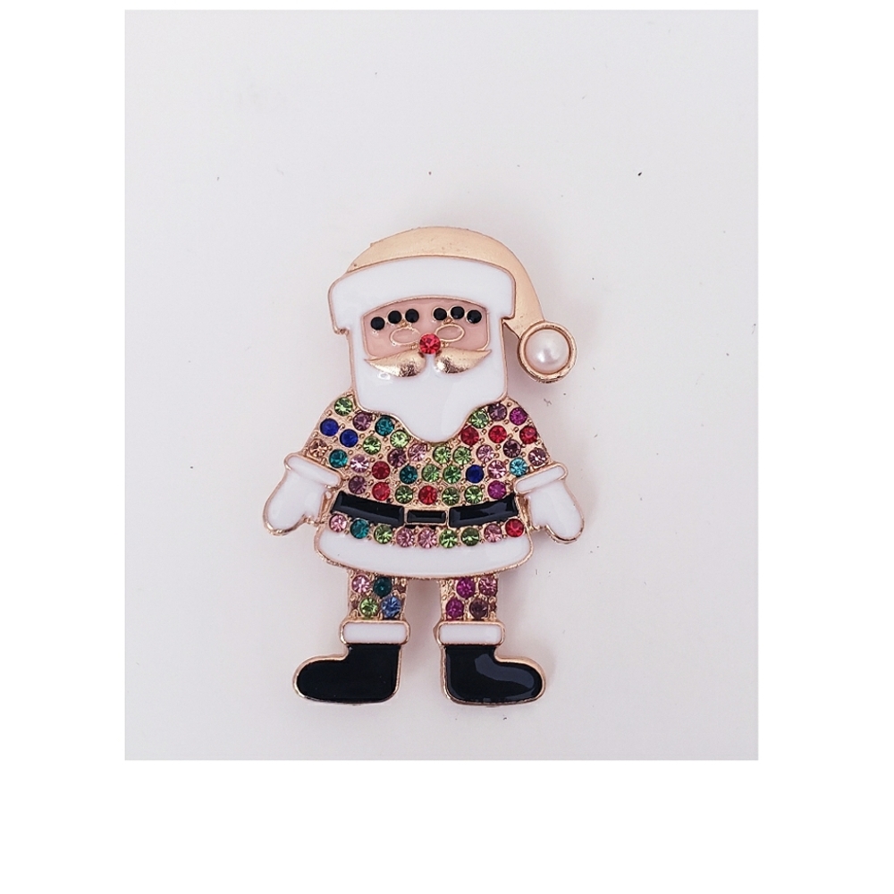 SANTA Multi Color Christmas Brooch